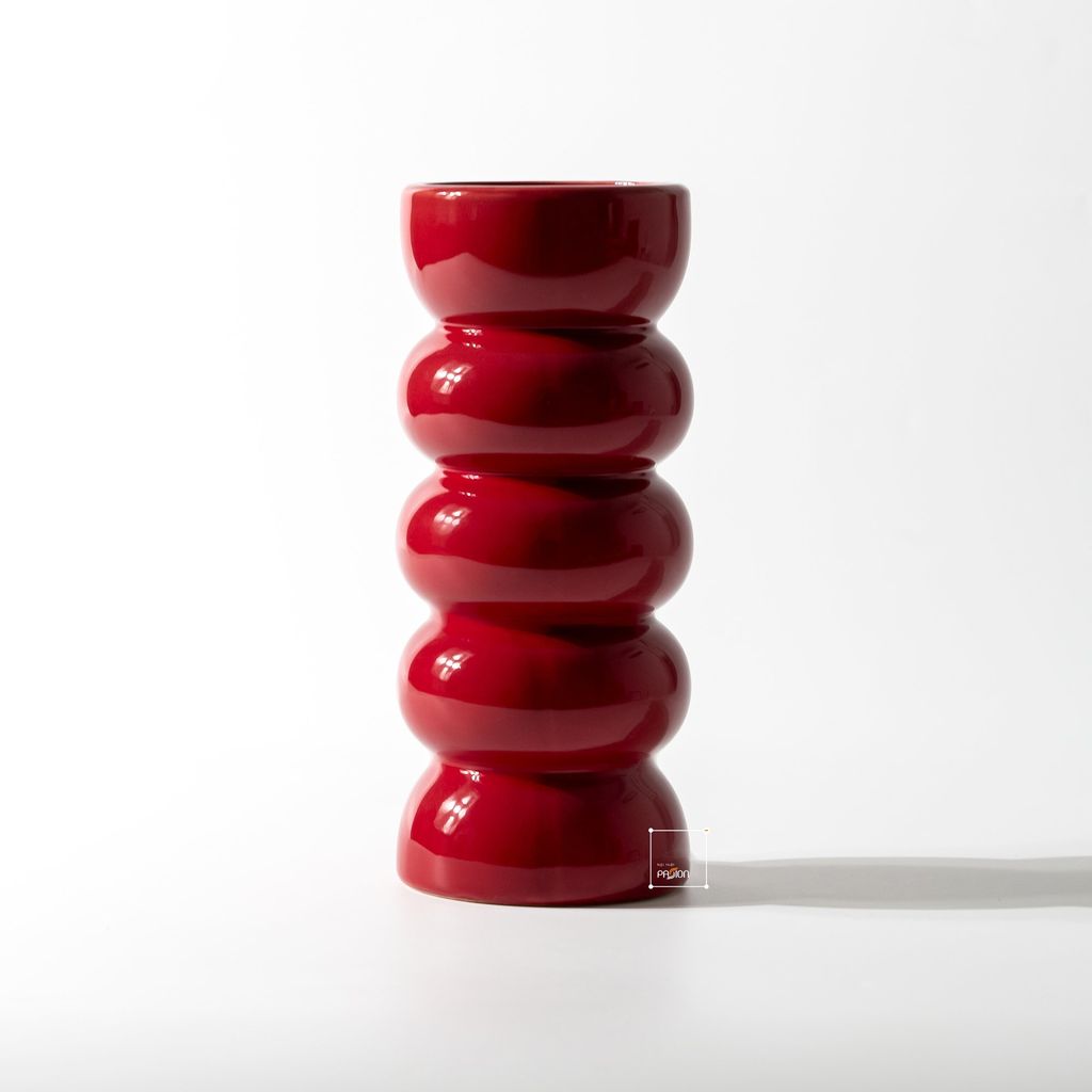 Bình Hoa Gốm Sứ Phong Cách Tối Giản Kiểu Sóng Xếp Sọc