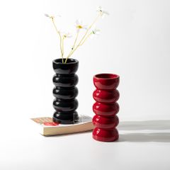 Bình Hoa Gốm Sứ Phong Cách Tối Giản Kiểu Sóng Xếp Sọc