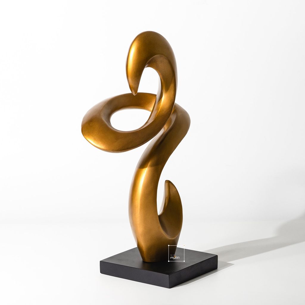 Tượng Nghệ Thuật Sơn Bóng Nâu Hình Sóng Xoáy Điêu Khắc