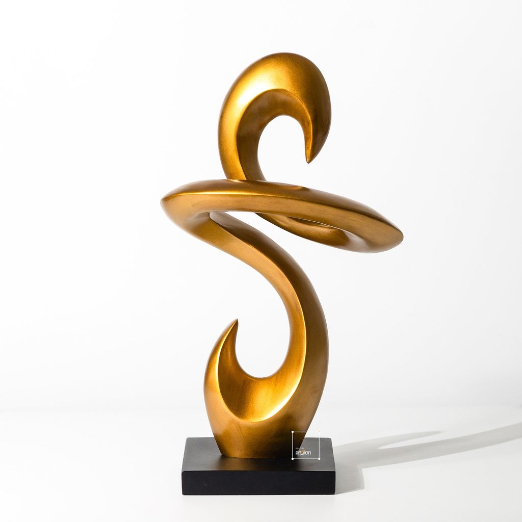 Tượng Nghệ Thuật Sơn Bóng Nâu Hình Sóng Xoáy Điêu Khắc