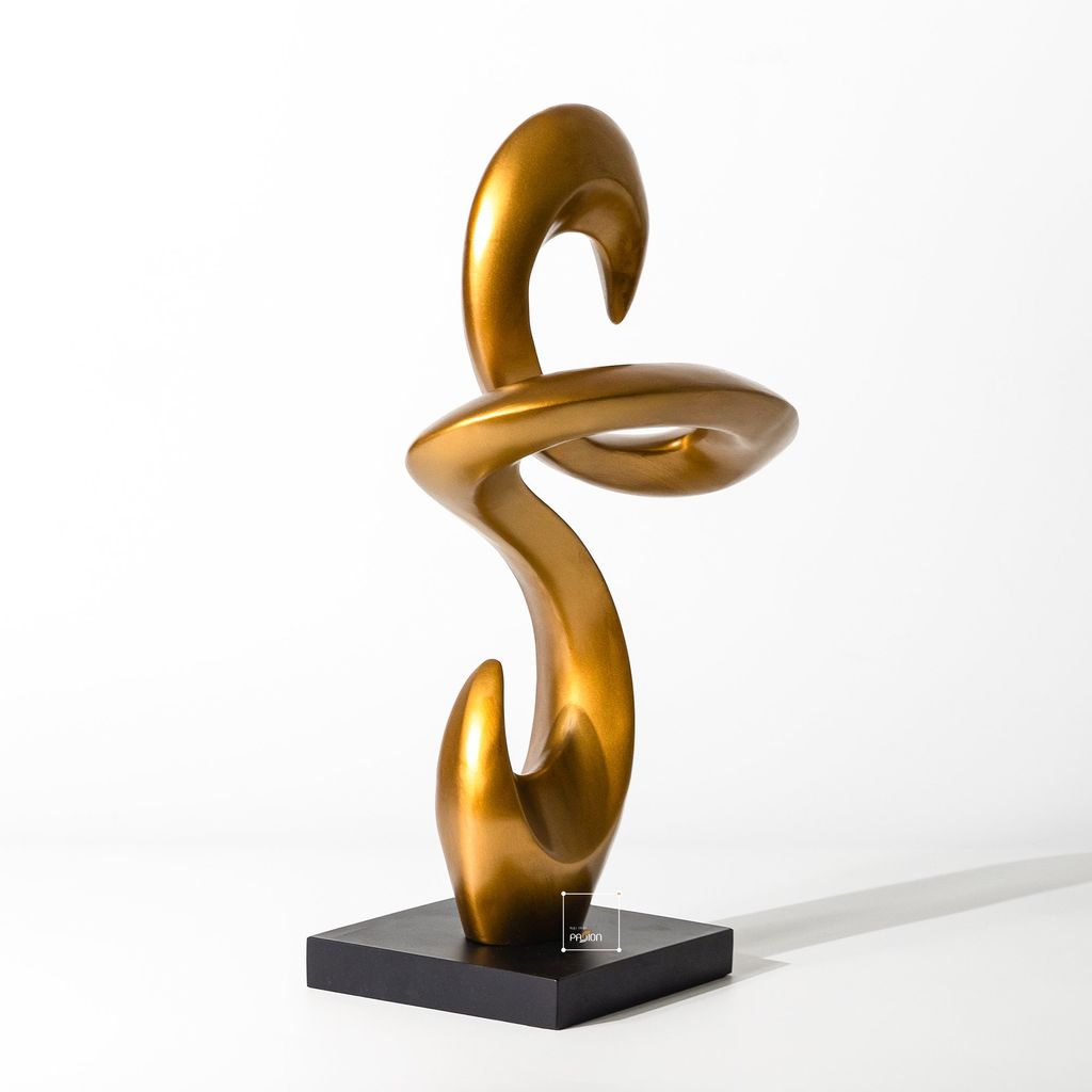 Tượng Nghệ Thuật Sơn Bóng Nâu Hình Sóng Xoáy Điêu Khắc