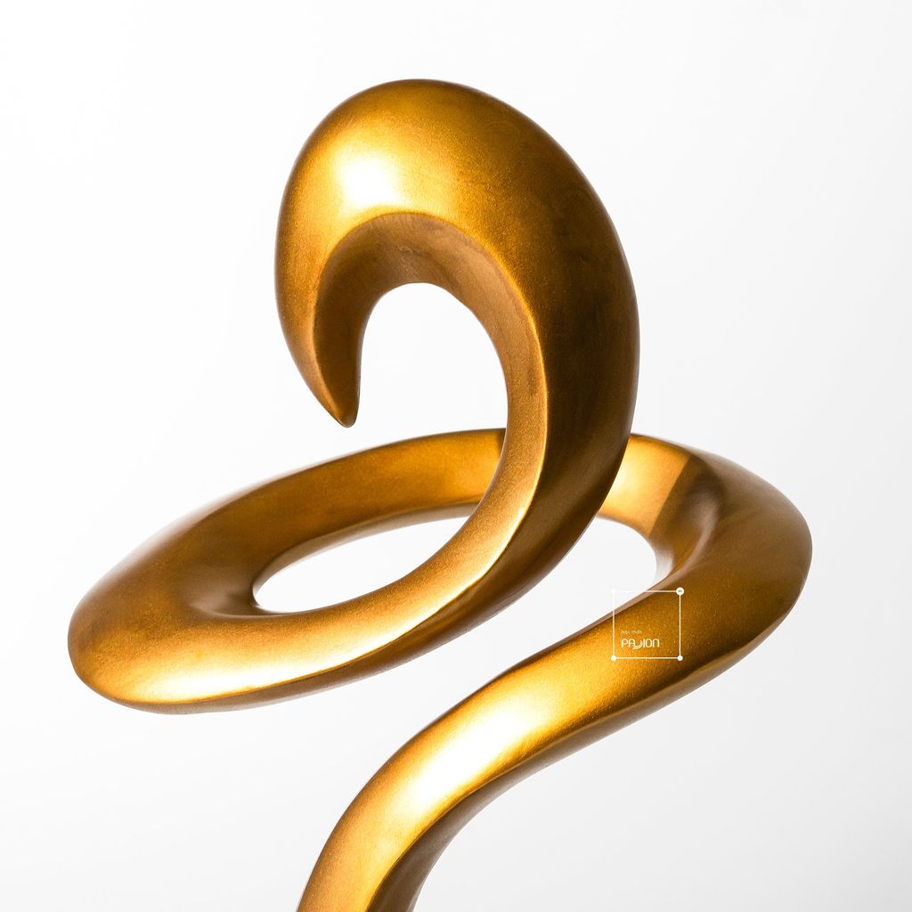 Tượng Nghệ Thuật Sơn Bóng Nâu Hình Sóng Xoáy Điêu Khắc