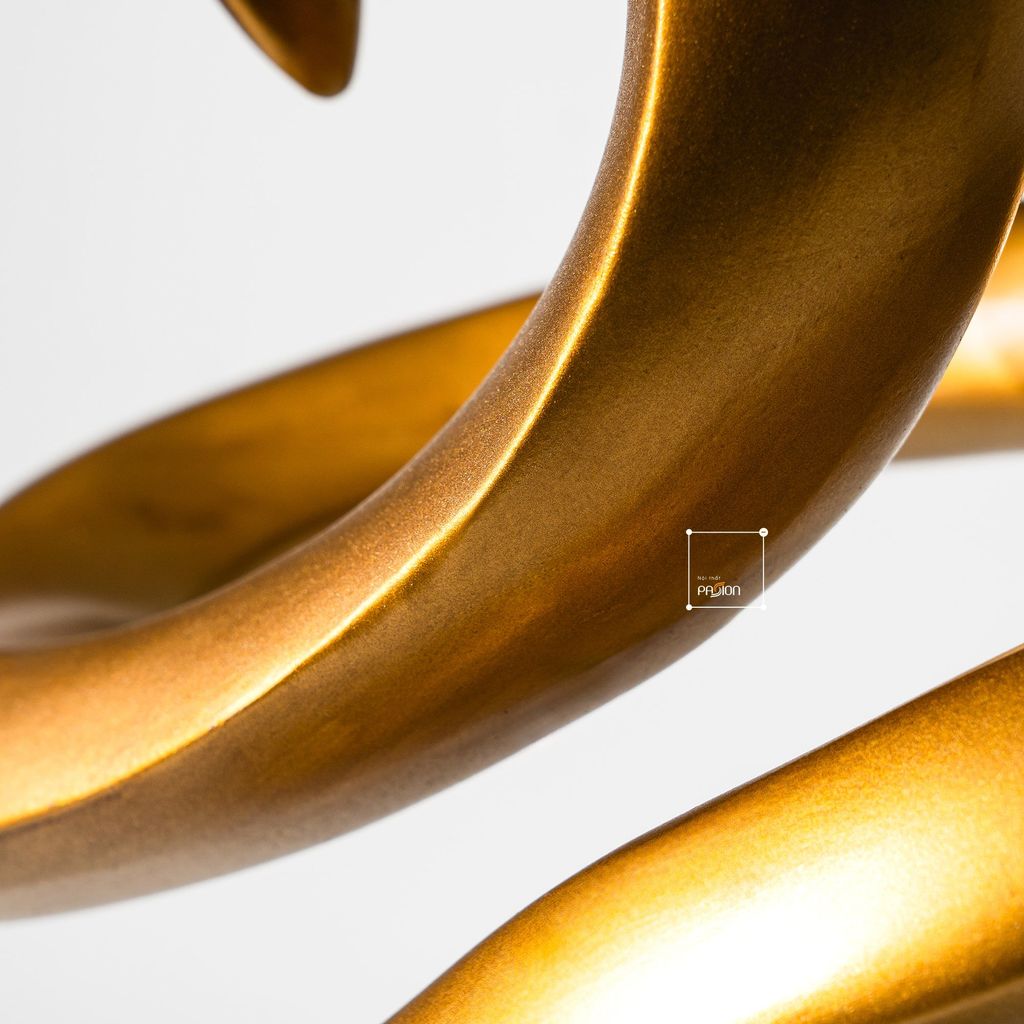 Tượng Nghệ Thuật Sơn Bóng Nâu Hình Sóng Xoáy Điêu Khắc