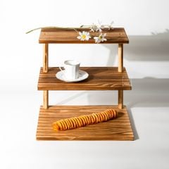 Khay Gỗ 3 Tầng Có Giá Đỡ Trang Trí Món Tráng Miệng Bàn Tiệc Đồ Dùng