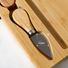 Khay Gỗ Tre Đựng Phô Mai Đồ Ăn Nhẹ Kiểu Vali Gấp Kèm Muỗng Nĩa