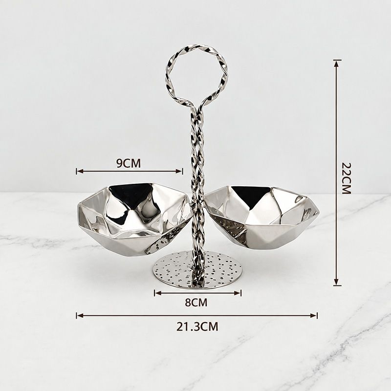 Dĩa 3 Ngăn Đựng Thức Ăn Nhẹ Inox 304 Xoắn Decor Bàn Tiệc