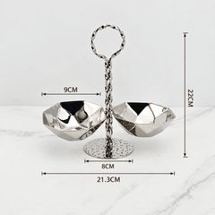 Dĩa 3 Ngăn Đựng Thức Ăn Nhẹ Inox 304 Xoắn Decor Bàn Tiệc
