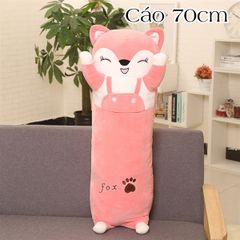 Gấu Bông Gối Ôm Dài Heo Cáo Hồng Mặt Cười