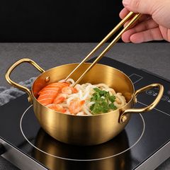 Nồi Inox 2 Quai Mini Nấu Lẩu Mì Cá Nhân Nhà Hàng