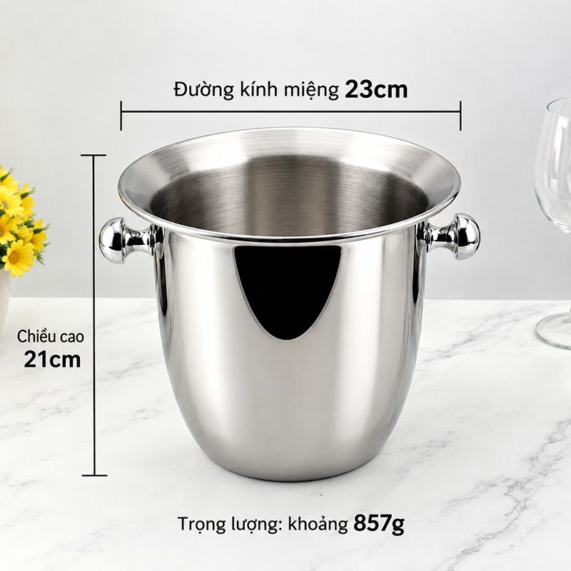 Xô Đựng Đá Inox 304 Decor Bàn Tiệc Quầy Bar Gạc Nai
