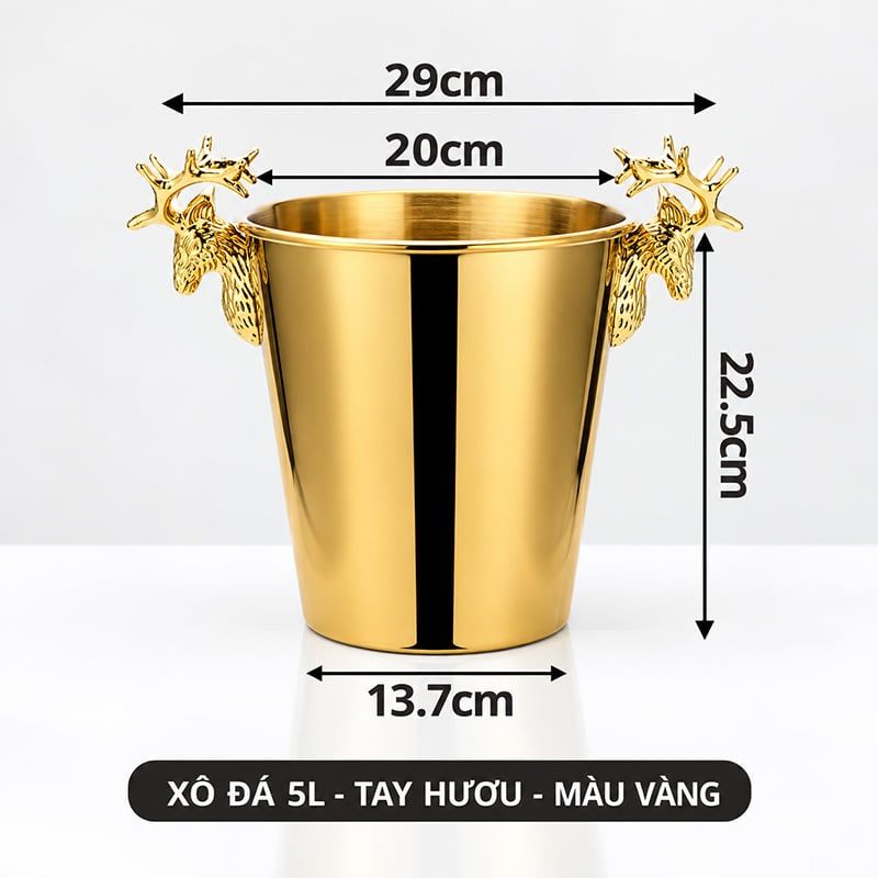 Xô Đựng Đá Inox 304 Decor Bàn Tiệc Quầy Bar Gạc Nai