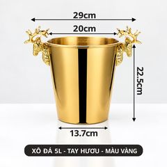 Xô Đựng Đá Inox 304 Decor Bàn Tiệc Quầy Bar Gạc Nai