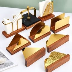 Khay Kẹp Khăn Giấy Inox Vàng Decor Bàn Ăn Nhà Hàng