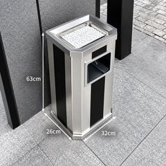 Thùng Rác Inox Có Gạt Tàn Dạng Đứng Cho Khách Sạn