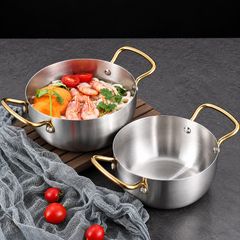 Nồi Inox 2 Quai Mini Nấu Lẩu Mì Cá Nhân Nhà Hàng