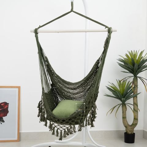 Ghế Võng Lưới Treo Trong Nhà Ngoài Trời Tua Rua Chân Võng