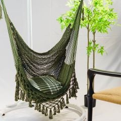 Ghế Võng Lưới Treo Trong Nhà Ngoài Trời Tua Rua Chân Võng
