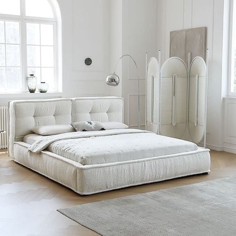 Giường Ngủ Bọc Vải Boucle Hiện Đại Kensington