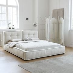 Giường Ngủ Bọc Vải Boucle Hiện Đại Kensington