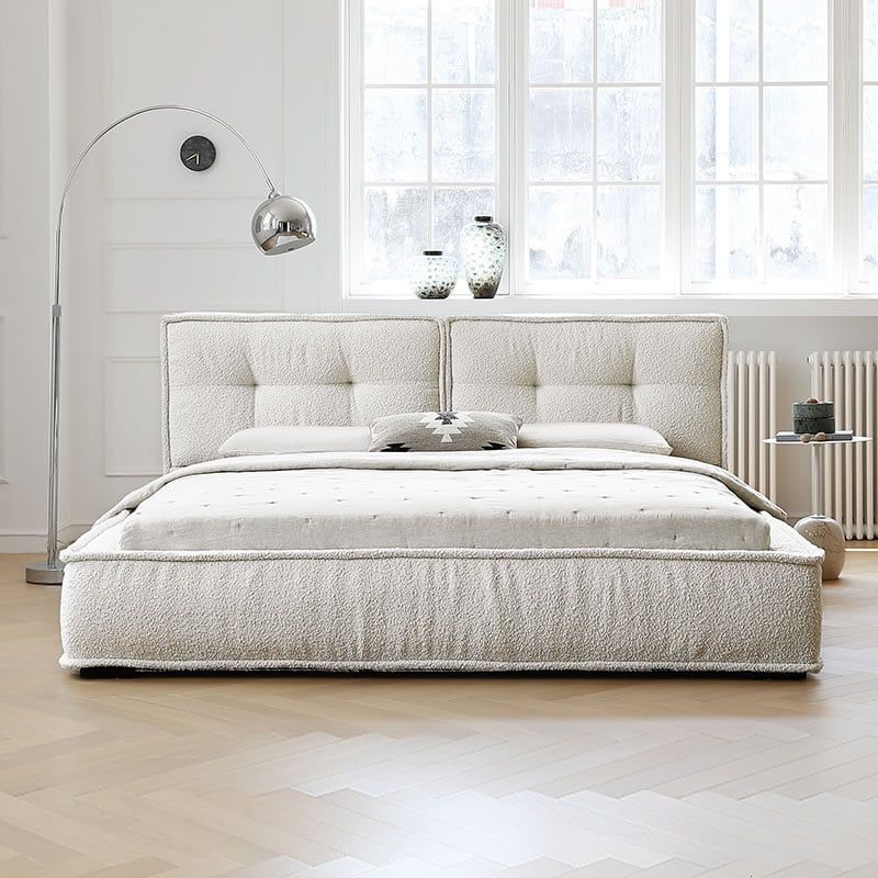 Giường Ngủ Bọc Vải Boucle Hiện Đại Kensington