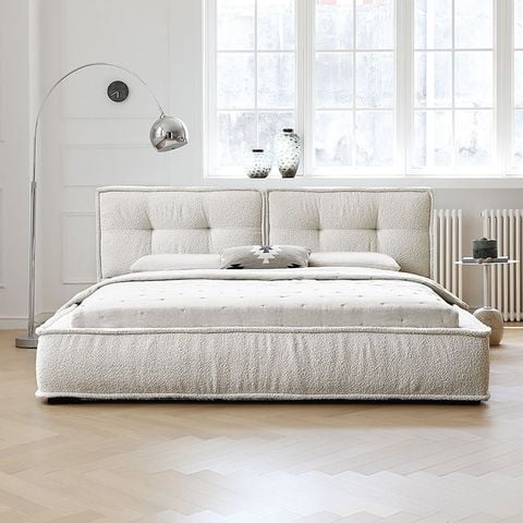 Giường Ngủ Bọc Vải Boucle Hiện Đại Kensington