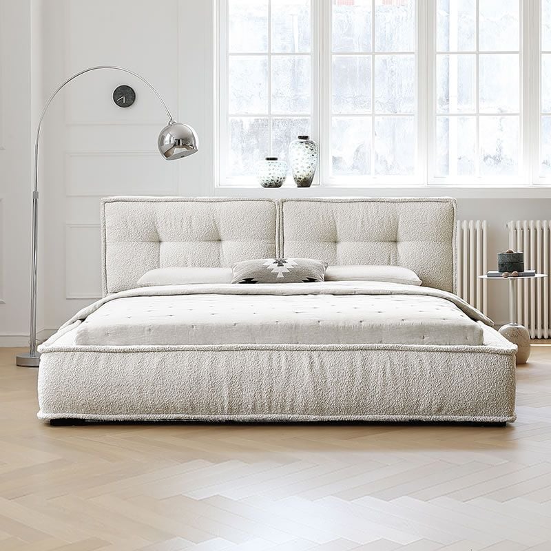 Giường Ngủ Bọc Vải Boucle Hiện Đại Kensington