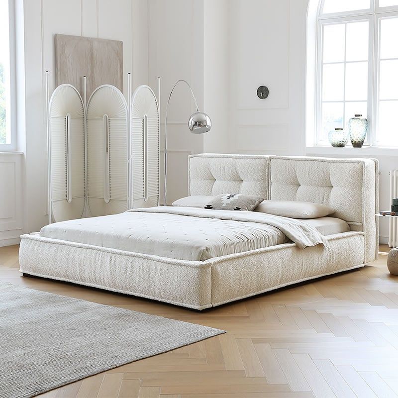 Giường Ngủ Bọc Vải Boucle Hiện Đại Kensington