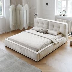 Giường Ngủ Bọc Vải Boucle Hiện Đại Kensington