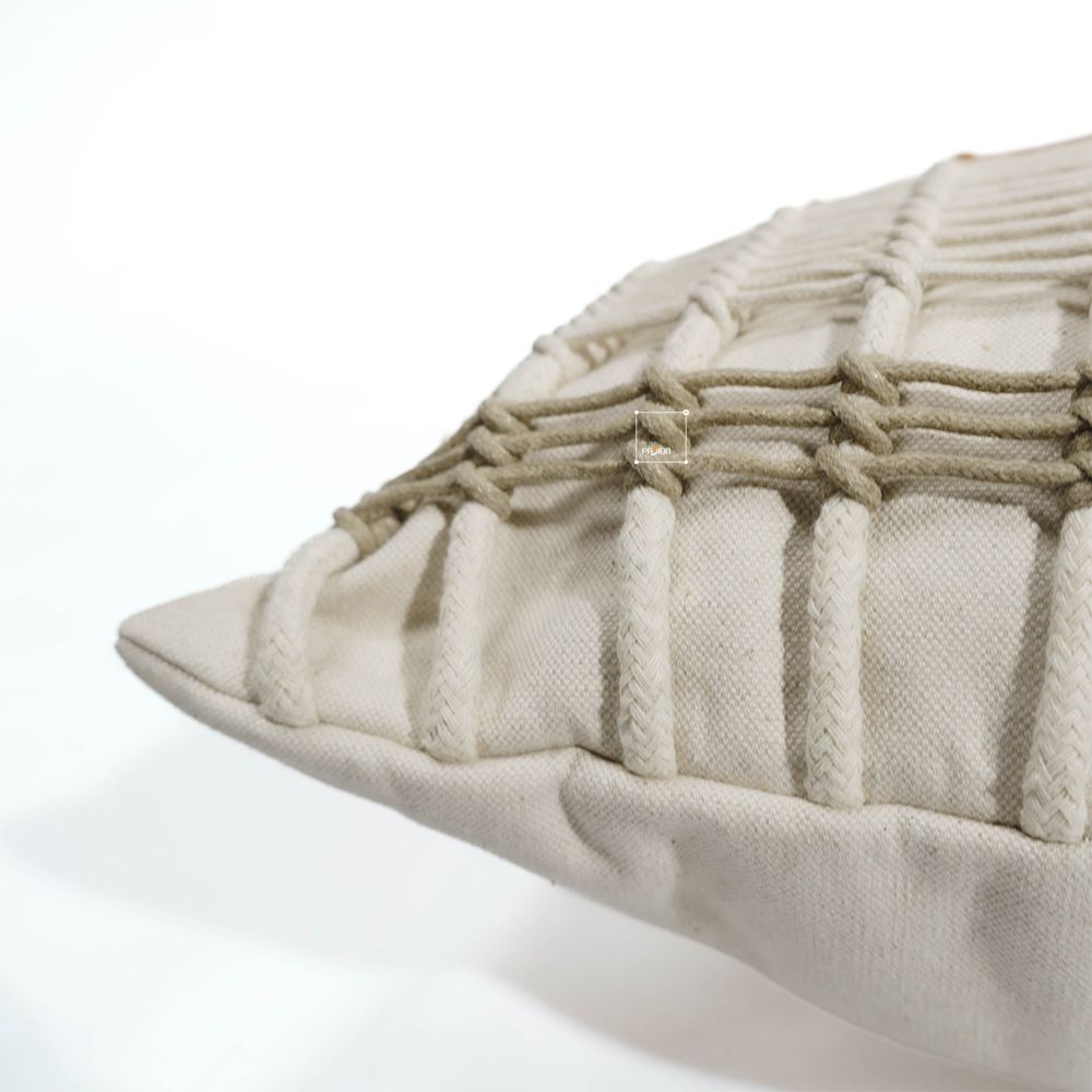 Vỏ Gối Tựa Lưng Vuông Dệt Thủ Công Wabi Sabi Tông Be Cao Cấp