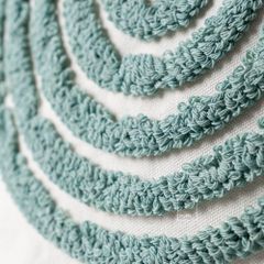 Vỏ Gối Tựa Lưng Canvas Thêu Nổi Hình Học Xanh Ngọc