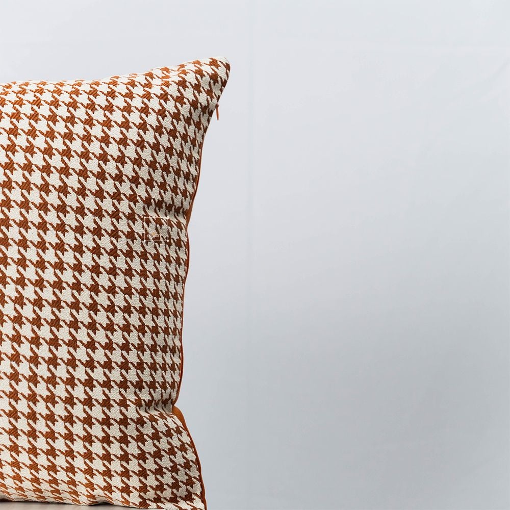 Vỏ Gối Tựa Lưng Dệt Sợi Jacquard Phối Màu Dot Light Cam Trắng