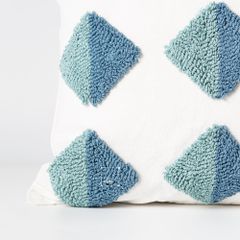 Vỏ Gối Tựa Lưng Canvas Thêu Nổi Hình Học Xanh Ngọc