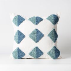 Vỏ Gối Tựa Lưng Canvas Thêu Nổi Hình Học Xanh Ngọc