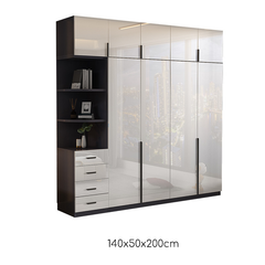 Hệ Tủ Quần Áo Cao Trần Hiện Đại 240x200cm Phối Kính Cường Lực