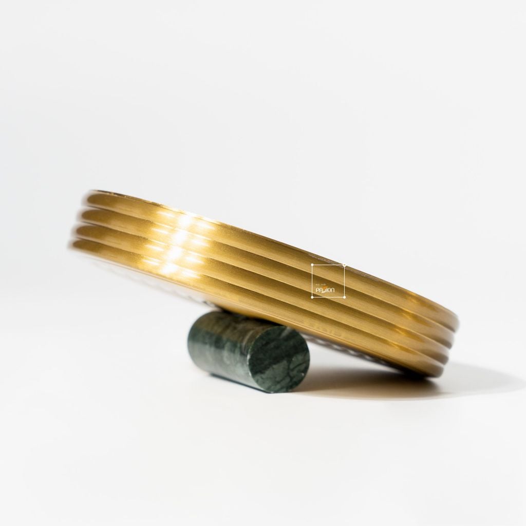 Hộp Đựng Trang Sức Decor Kim Loại Tròn Nắp Cẩm Thạch Sang Trọng