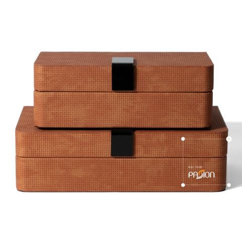 Hộp Đựng Trang Sức Minimalist Phủ Nhung Cam Đất