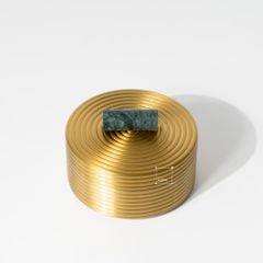 Hộp Đựng Trang Sức Decor Kim Loại Tròn Nắp Cẩm Thạch Sang Trọng