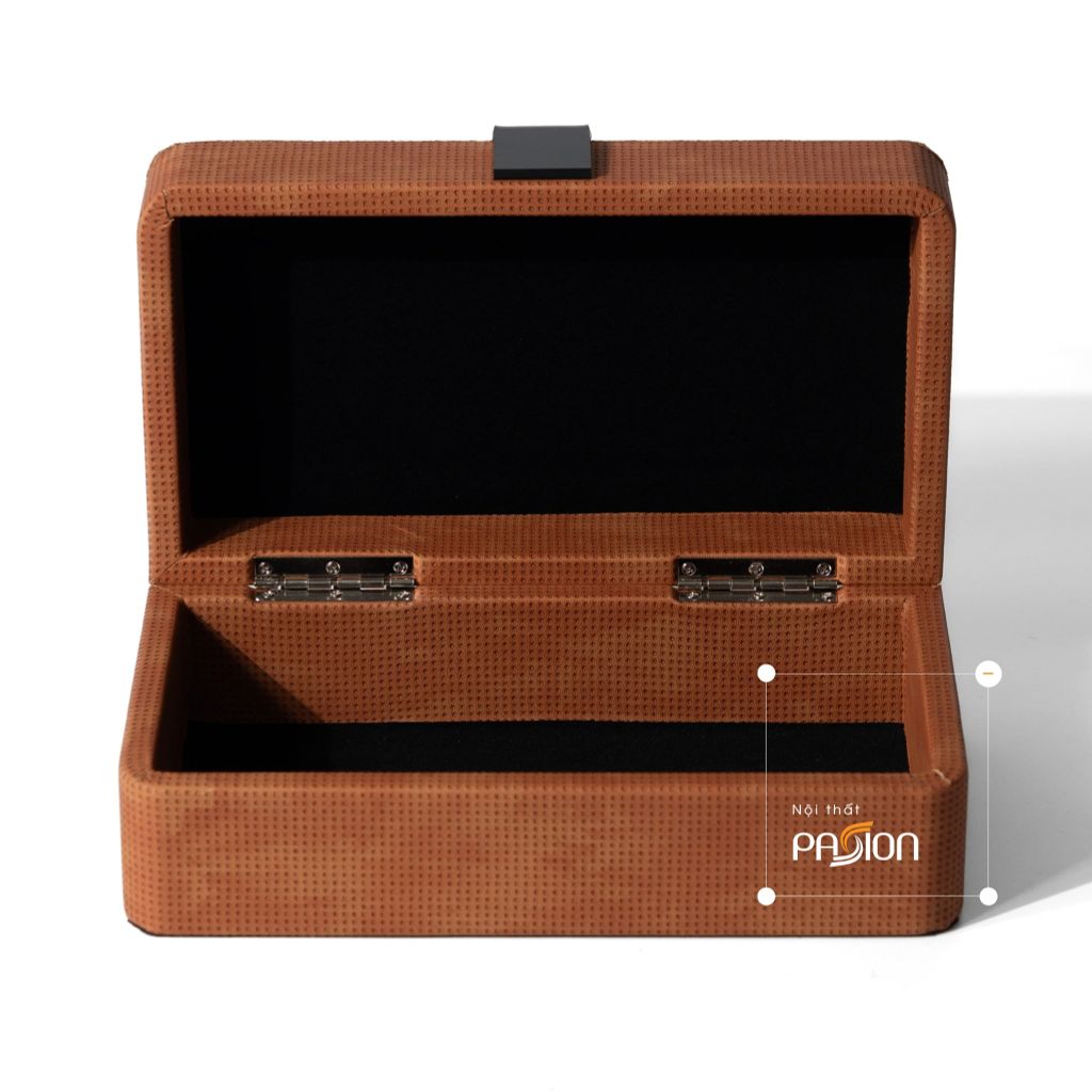 Hộp Đựng Trang Sức Minimalist Phủ Nhung Cam Đất