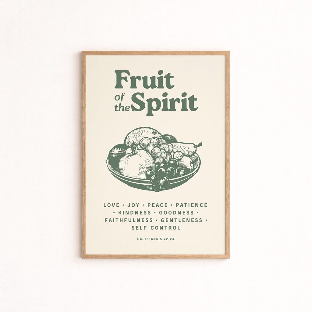 Bộ 3 Tranh Vintage Xanh Olive – Psalm & Fruit of the Spirit