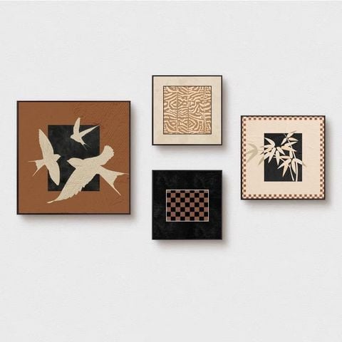 Set Tranh Treo Tường Phong Cách Chim Én Vintage