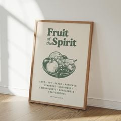 Bộ 3 Tranh Vintage Xanh Olive – Psalm & Fruit of the Spirit