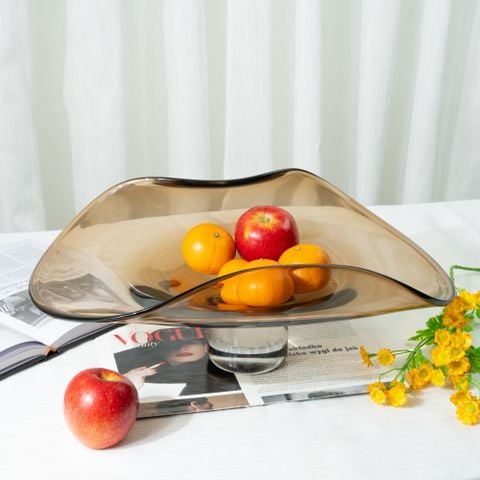 Bình Dĩa Cắm Hoa Thủy Tinh Sang Trọng Tạo Dáng Cong Cách Điệu