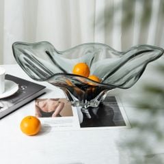 Dĩa Thủy Tinh Decor Trái Cây Sang Trọng Xám