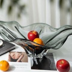 Dĩa Thủy Tinh Decor Trái Cây Sang Trọng Xám