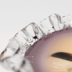 Dĩa Trang Trí Thủy Tinh Pha Lê Màu Tím Pha Vàng Hình Hoa Xoắn