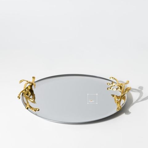 Khay Inox Đựng Tách Trà Phong Cách Hoa Châu Âu