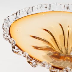 Dĩa Thủy Tinh Pha Lê Viền Dập Ply Hình Cành Hoa Hổ Phách