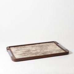 Khay Gỗ Trang Trí Lót Lông Đuôi Ngựa Châu Âu Sang Trọng