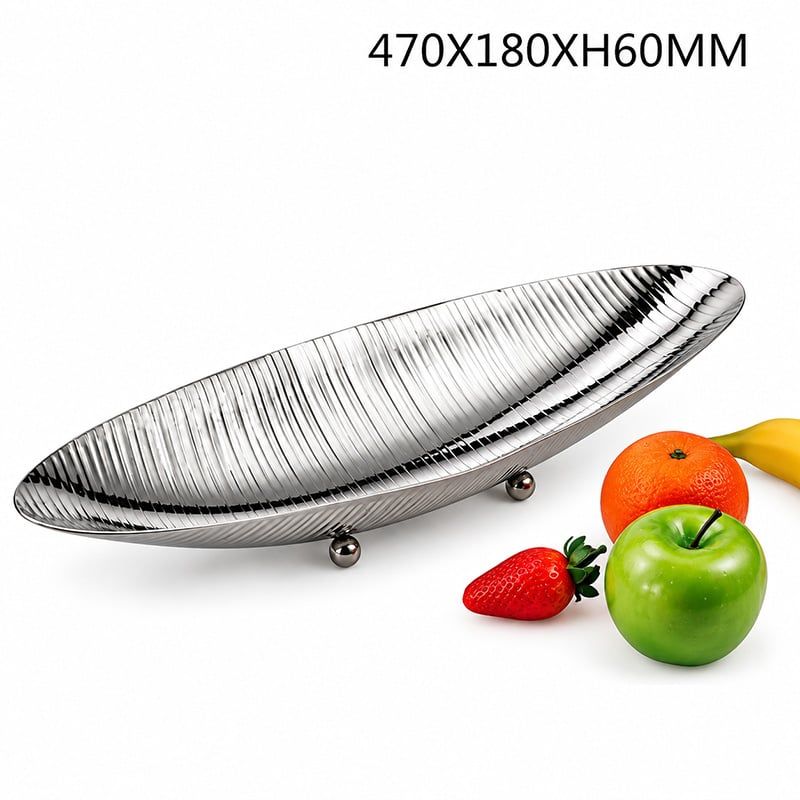 Khay Trưng Bày Thực Phẩm Inox Dáng Lá Cho Buffet