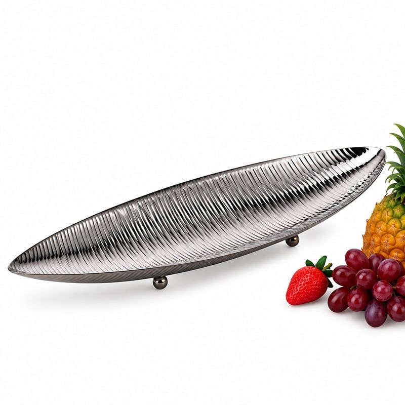 Khay Trưng Bày Thực Phẩm Inox Dáng Lá Cho Buffet